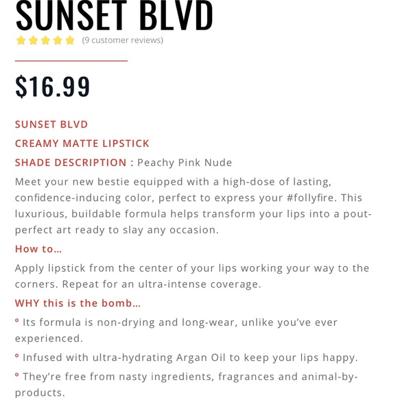 Folly Fire Matte Lipstick - Picture 3 of 3